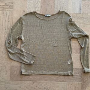 Zara Gold Metal Mesh Long Sleeve Top